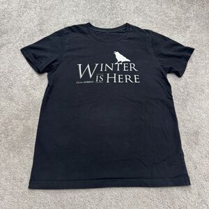 Game Of Thrones Winter Is Here Graphic T-Shirt Mens Medium Black Crew Neck Tee